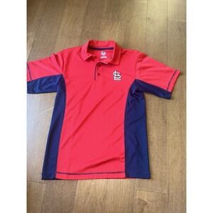 Majestic Men's Small STL St. Louis Cardinals Embroidered Polo Shirt Short Slv